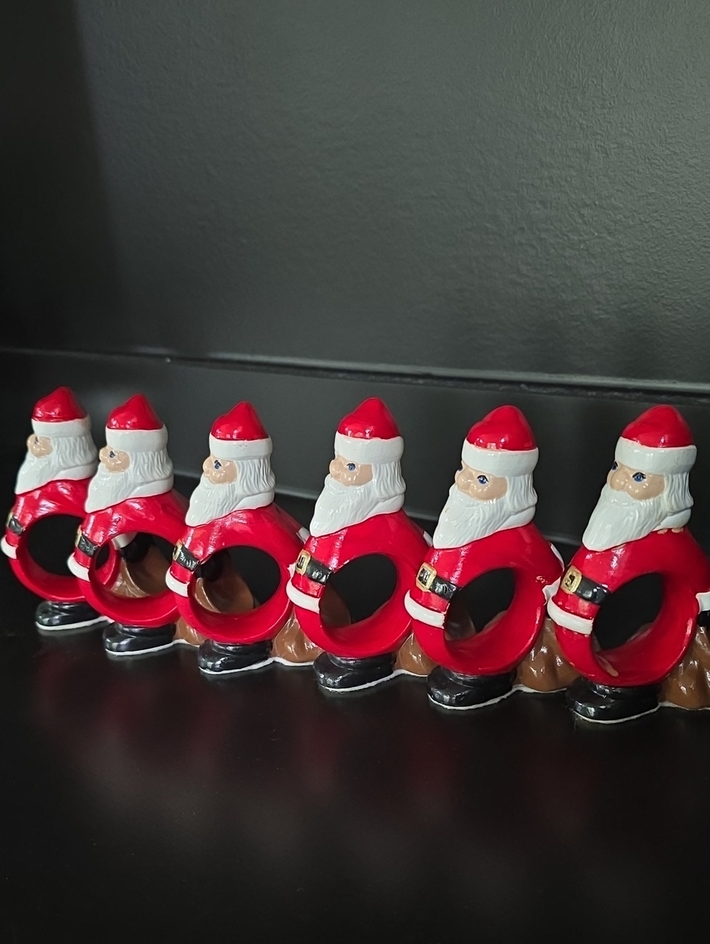 Festive Red Santa Napkin Rings - Set of 6